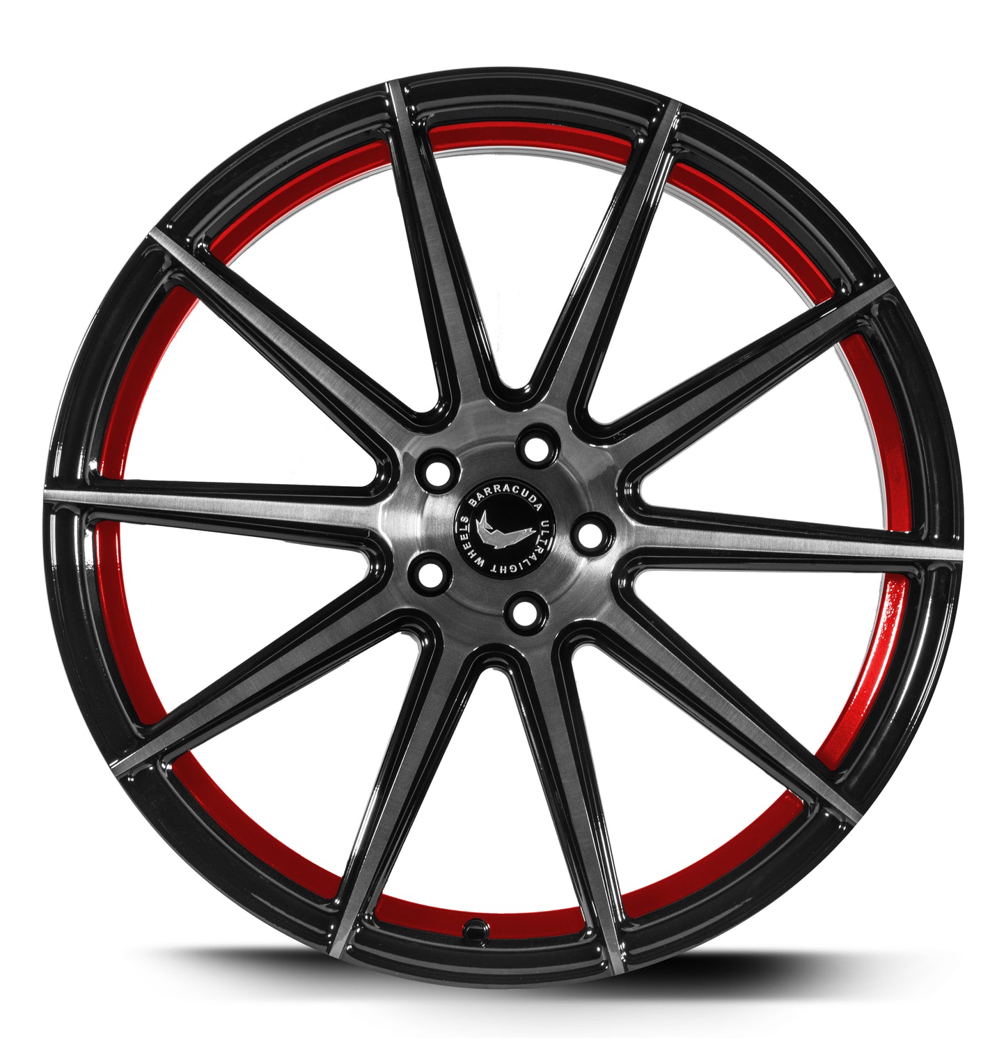 BARRACUDA PROJECT 2.0 Højglans-Sort børstet overflade/undercut farve trim Rød