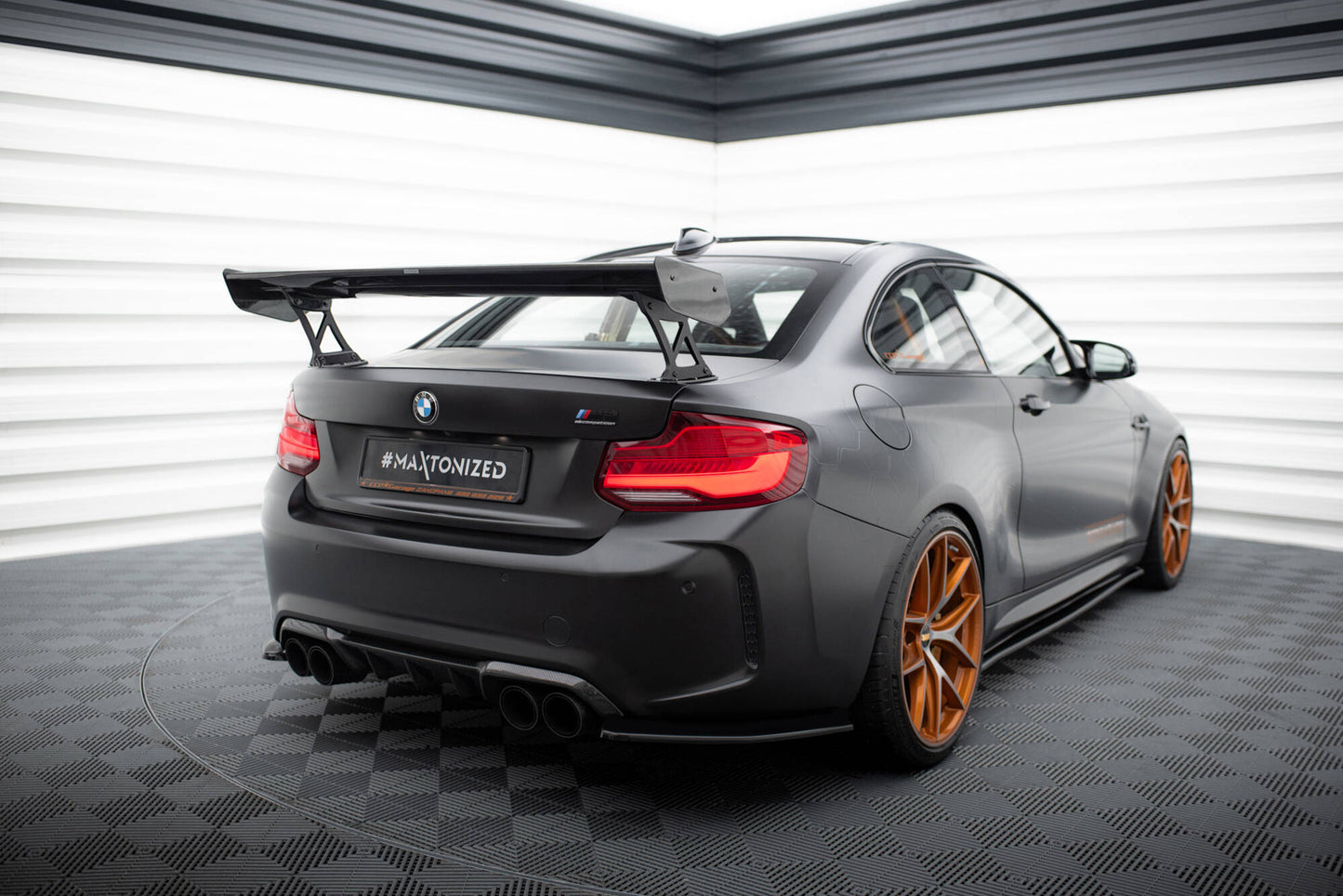 Spoiler kulfiber med Udvendige beslag Stående BMW M2 F87 / 2 / 2 M-Pack F22