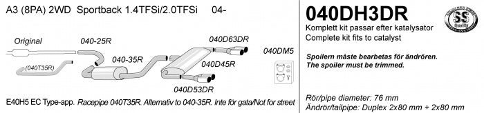 Catback system 4*80