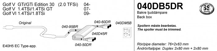 Catback system 4*80