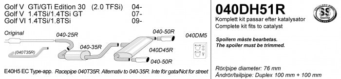 Catback system 2*100