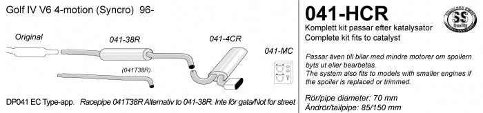 Catback system 85/150