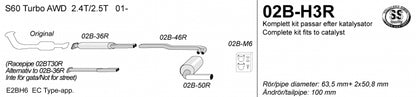 Catback system 1*100