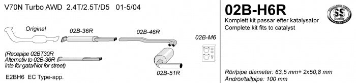 Catback system 1*100