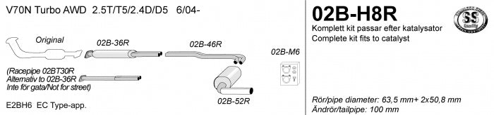 Catback system 1*100