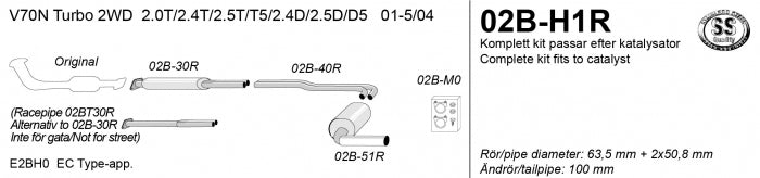 Catback system 1*100