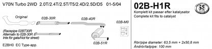 Catback system 1*100