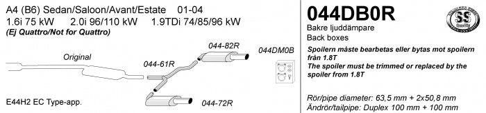 Catback system 2*100
