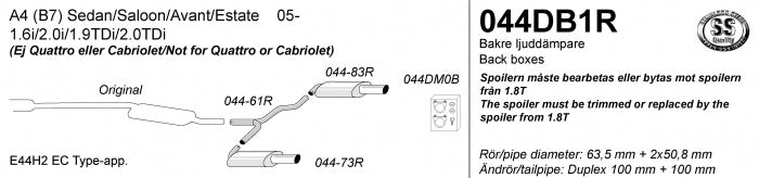 Catback system 2*100