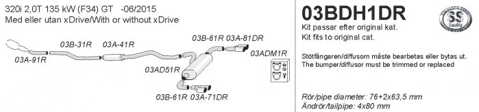 Catback system 4*80