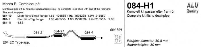 Catback system 1*80