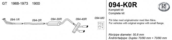 Catback system 2*70/90