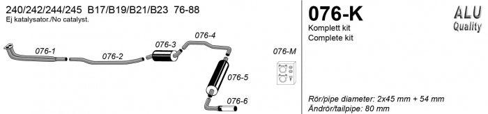 Catback system 1*80