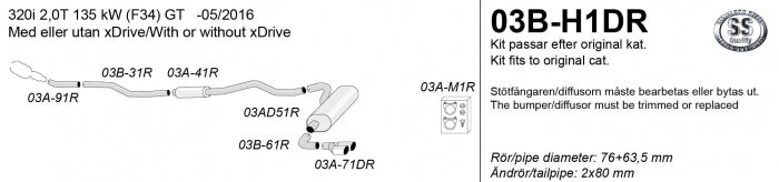 Catback system 2*80