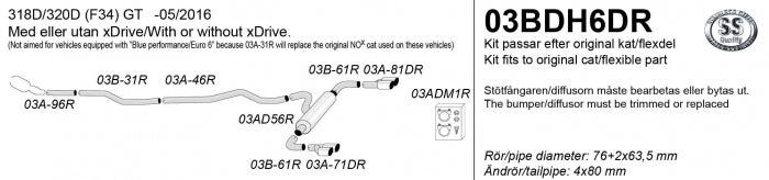 Catback system 4*80