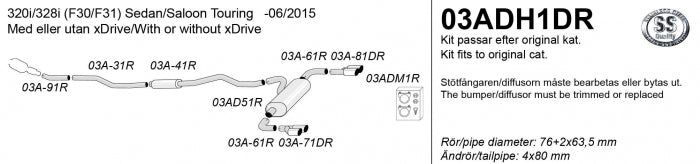 Catback system 4*80