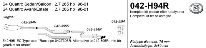 Catback system 2*80