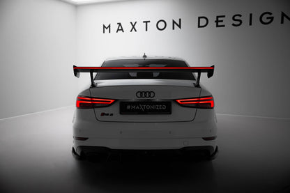 Spoiler kulfiber med Udvendige beslag Stående + LED Audi A3 / A3 S-Line / S3 / RS3 Sedan 8V / 8V Facelift