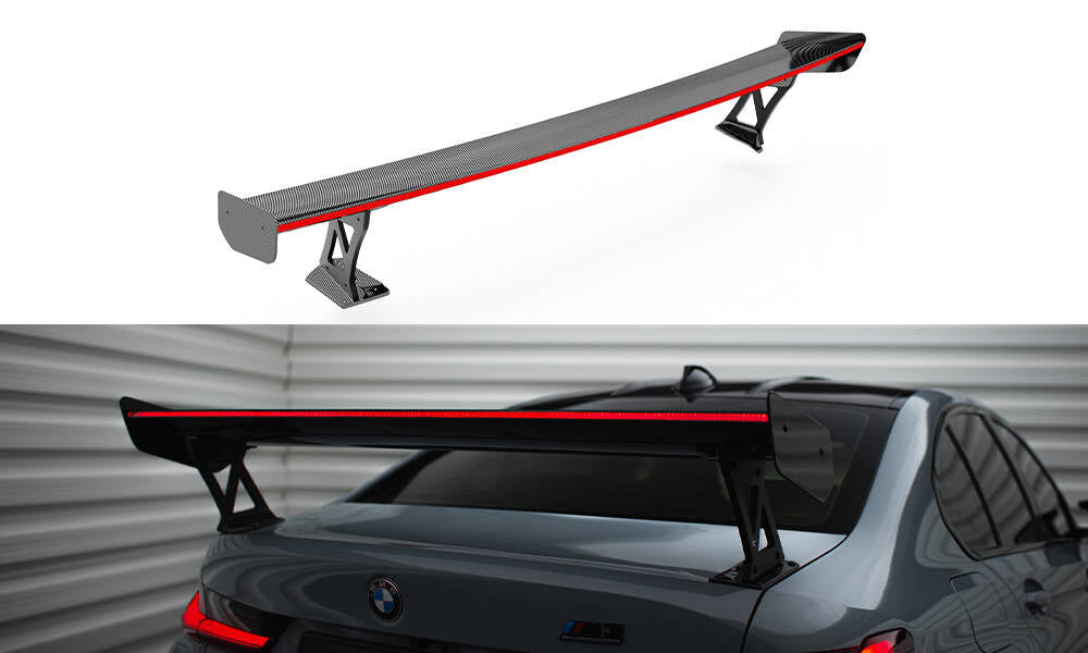 Spoiler kulfiber med Udvendige beslag Stående + LED BMW M3 G80 / M340i G20 / 3 M-Pack G20 / 3 Standard G20
