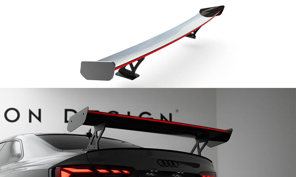Spoiler kulfiber med Udvendige beslag Stående V.1 + LED Audi A5 / A5 S-Line / S5 / RS5 Coupe F5 / F5 Facelift