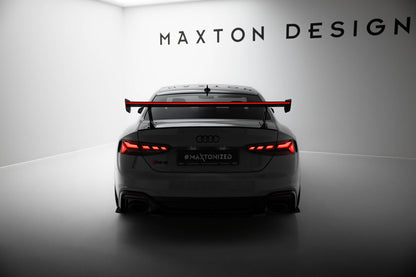 Spoiler kulfiber med Udvendige beslag Stående V.1 + LED Audi A5 / A5 S-Line / S5 / RS5 Coupe F5 / F5 Facelift