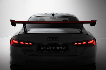 Spoiler kulfiber med Udvendige beslag Stående V.2 + LED Audi A5 / A5 S-Line / S5 / RS5 Coupe F5 / F5 Facelift