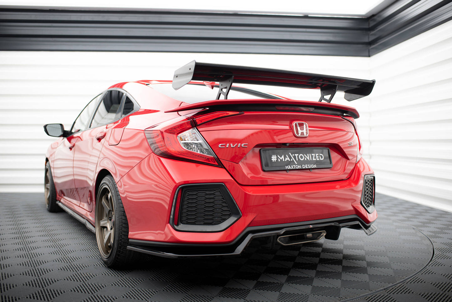Spoiler kulfiber med Internal Brackets Uprights Honda Civic SI Mk10