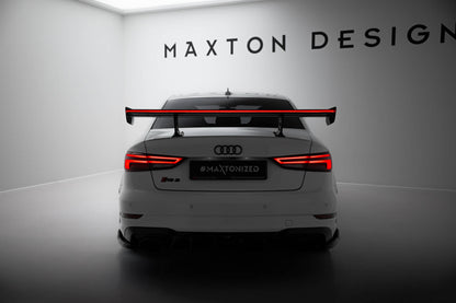 Spoiler kulfiber med Internal Brackets Uprights + LED Audi A3 / A3 S-Line / S3 / RS3 Sedan 8V / 8V Facelift