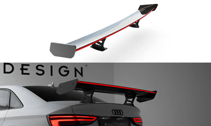 Spoiler kulfiber med Internal Brackets Uprights + LED Audi A3 / A3 S-Line / S3 / RS3 Sedan 8V / 8V Facelift