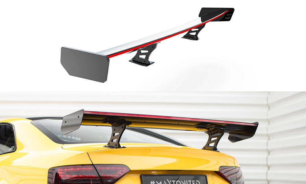 Spoiler kulfiber med Internal Brackets Uprights + LED Audi A5 Coupe 8T