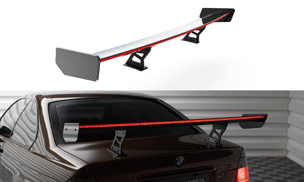 Spoiler kulfiber med Internal Brackets Uprights + LED BMW 3 Coupe E46