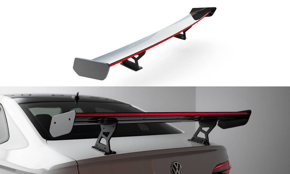 Spoiler kulfiber med Internal Brackets Uprights + LED Volkswagen Jetta GLI Mk7