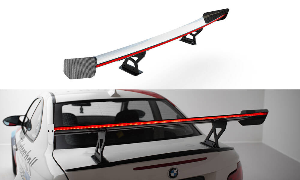 Spoiler kulfiber med Internal Brackets Uprights V.1 + LED BMW 1 M E82