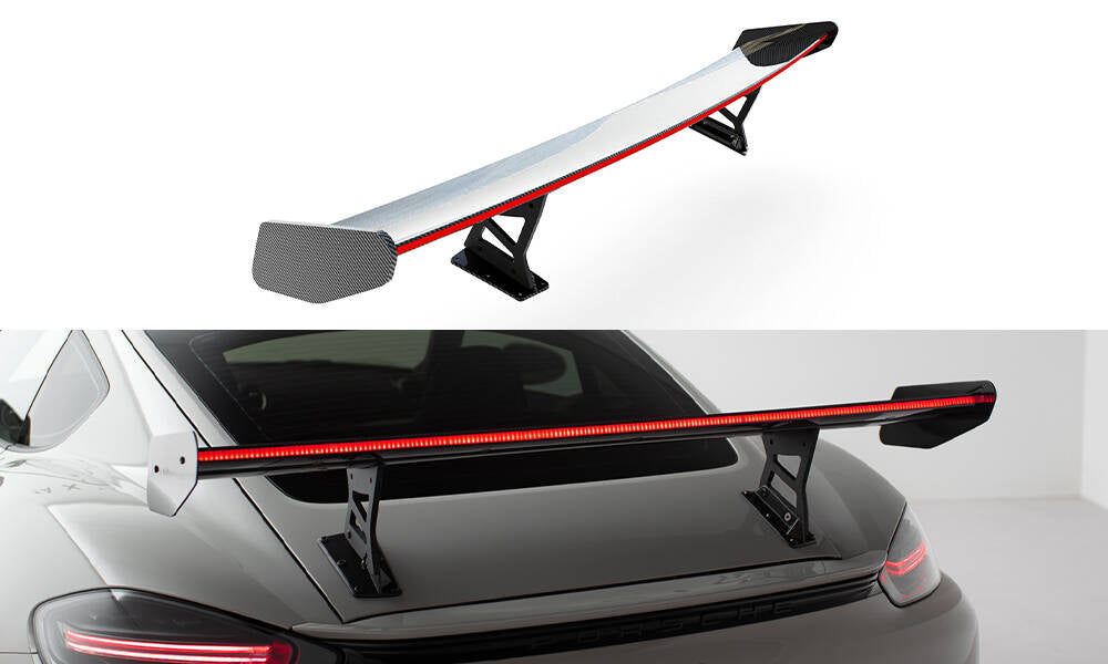 Spoiler kulfiber med Internal Brackets Uprights V.1 + LED Porsche 718 Cayman 982c