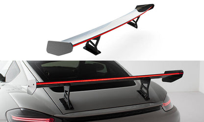 Spoiler kulfiber med Internal Brackets Uprights V.1 + LED Porsche 718 Cayman 982c