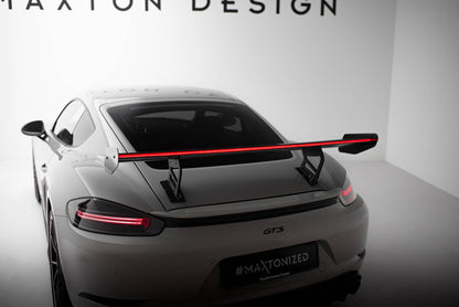 Spoiler kulfiber med Internal Brackets Uprights V.2 + LED Porsche 718 Cayman 982c
