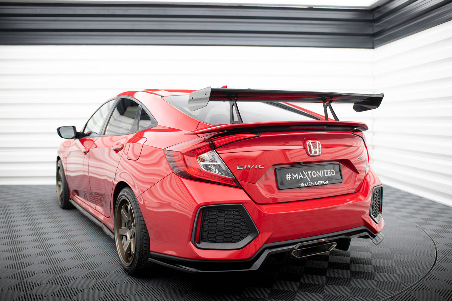 Spoiler kulfiber med Øverste Swan Mounting Honda Civic SI Mk10