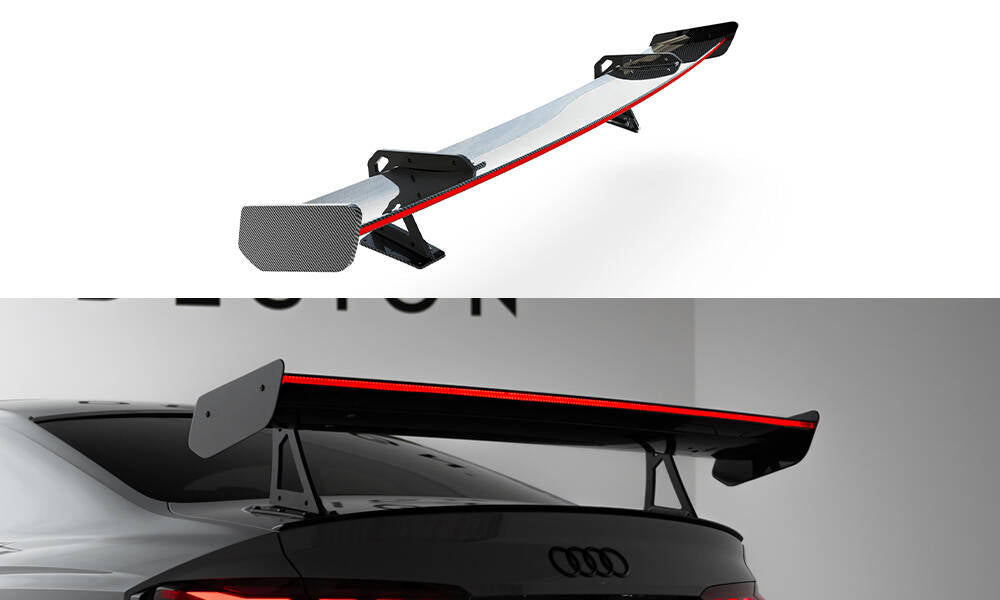 Spoiler kulfiber med Øverste Swan Mounting + LED Audi A5 / A5 S-Line / S5 / RS5 Coupe F5 / F5 Facelift