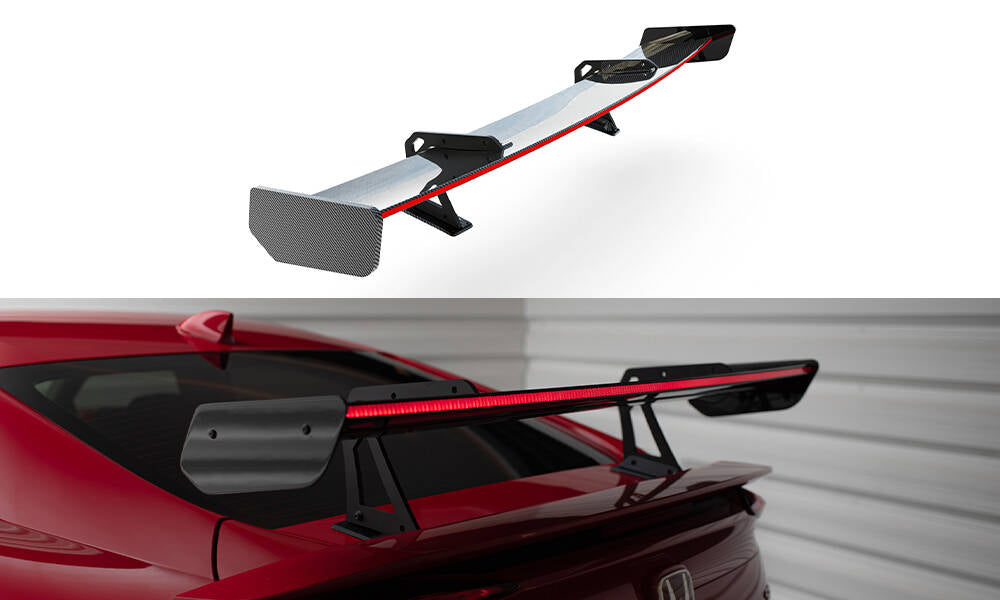 Spoiler kulfiber med Øverste Swan Mounting + LED Honda Civic SI Mk10