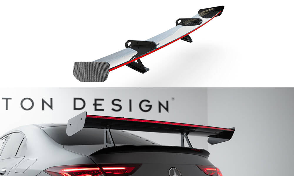 Spoiler kulfiber med Øverste Swan Mounting + LED Mercedes-Benz CLA Coupe C118 / C118 Facelift