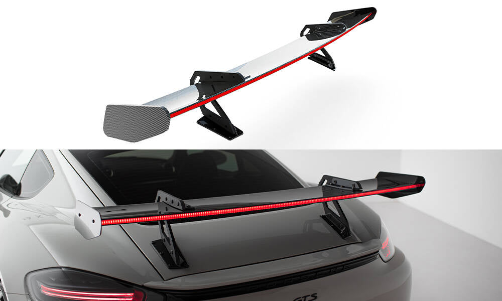 Spoiler kulfiber med Øverste Swan Mounting V.1 + LED Porsche 718 Cayman 982c