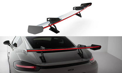 Spoiler kulfiber med Øverste Swan Mounting V.2 + LED Porsche 718 Cayman 982c